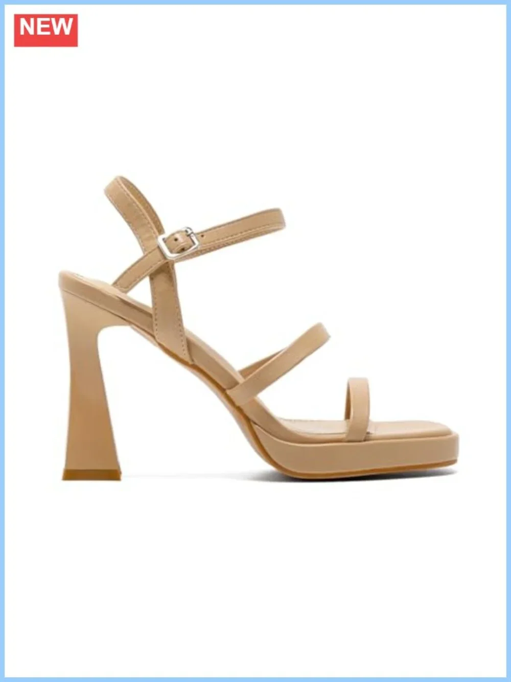 Chunky Platform Heeled Sandals Strappy Ankle Strap 3 Inch Block Heel
